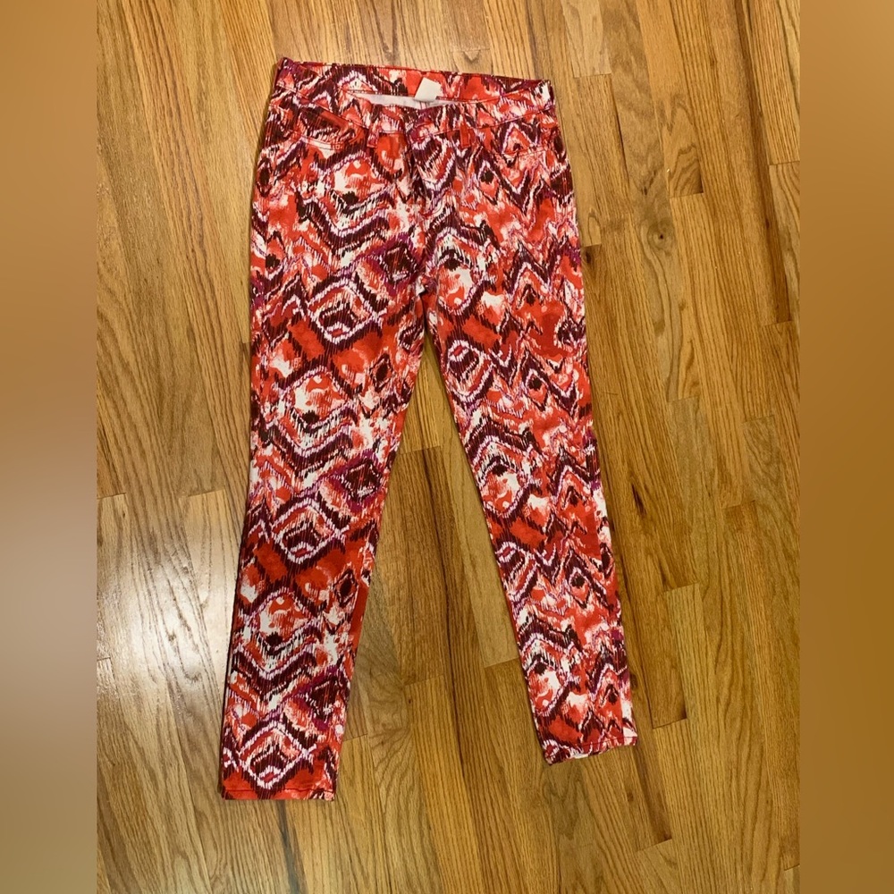 Red/pink patterned jeans size 28